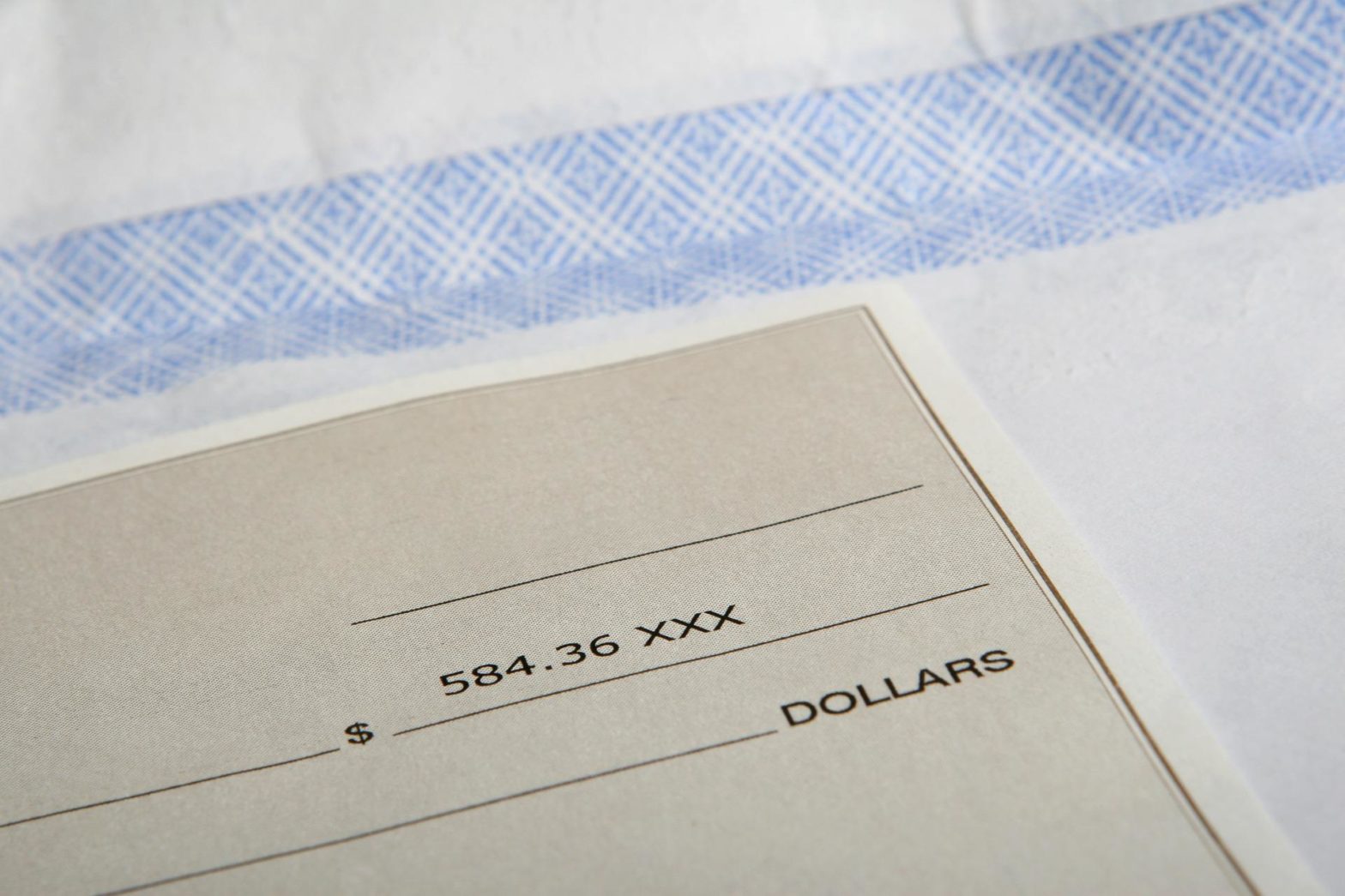 A picture of the upper right corner of a check.