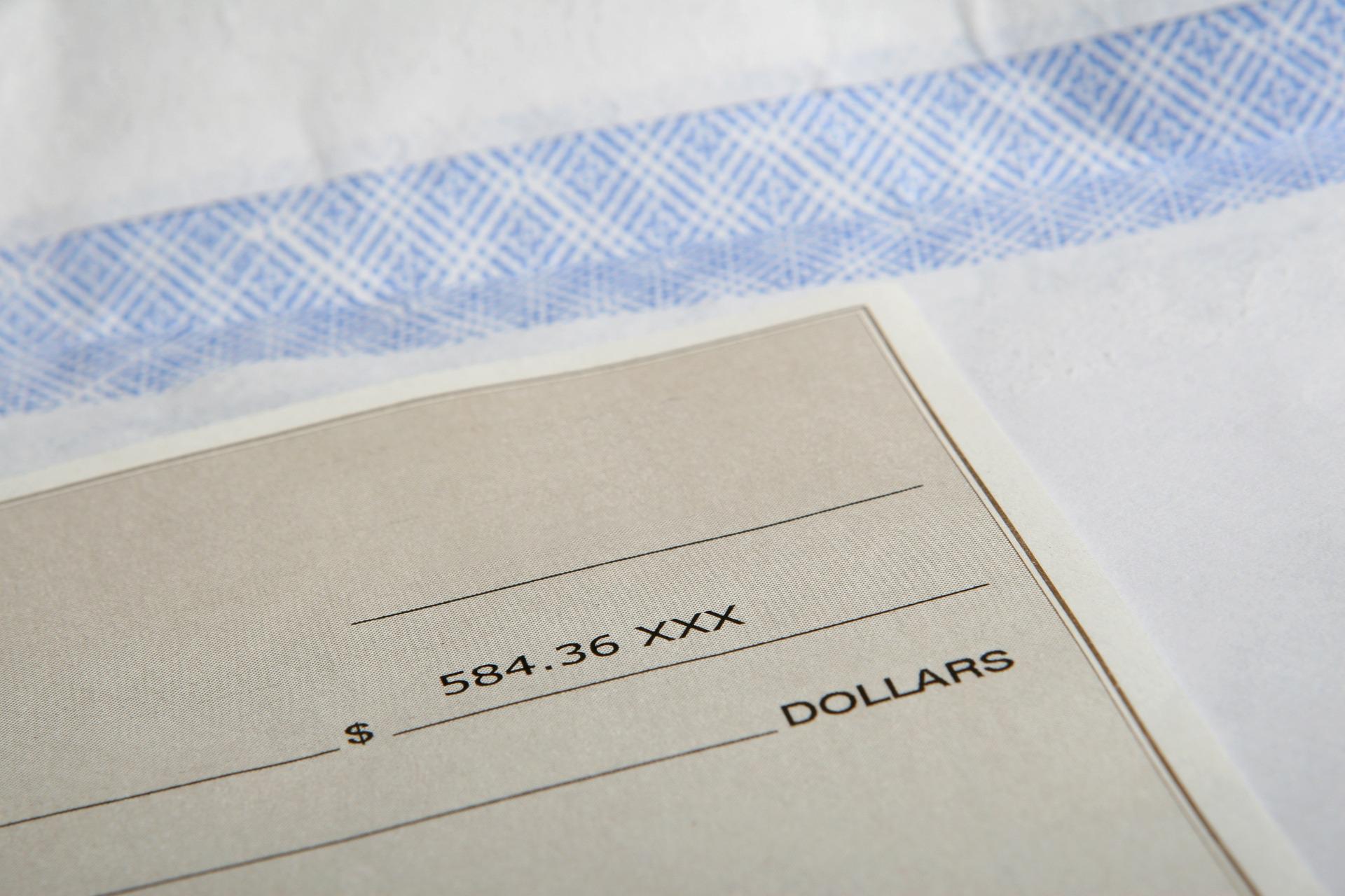 A picture of the upper right corner of a check.