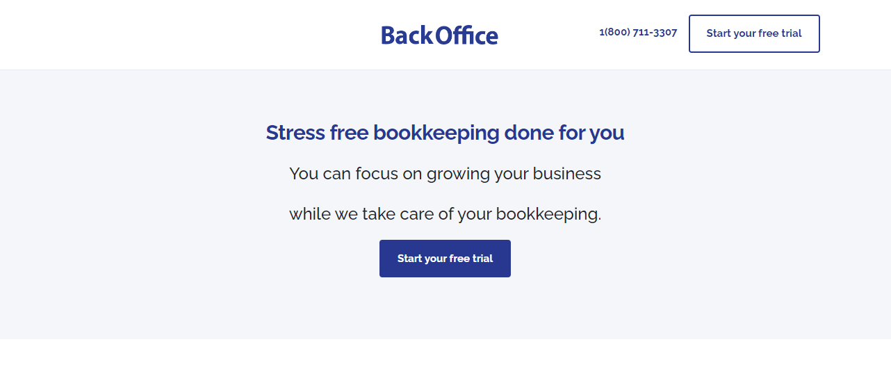 A screenshot of the BackOffice website home page.