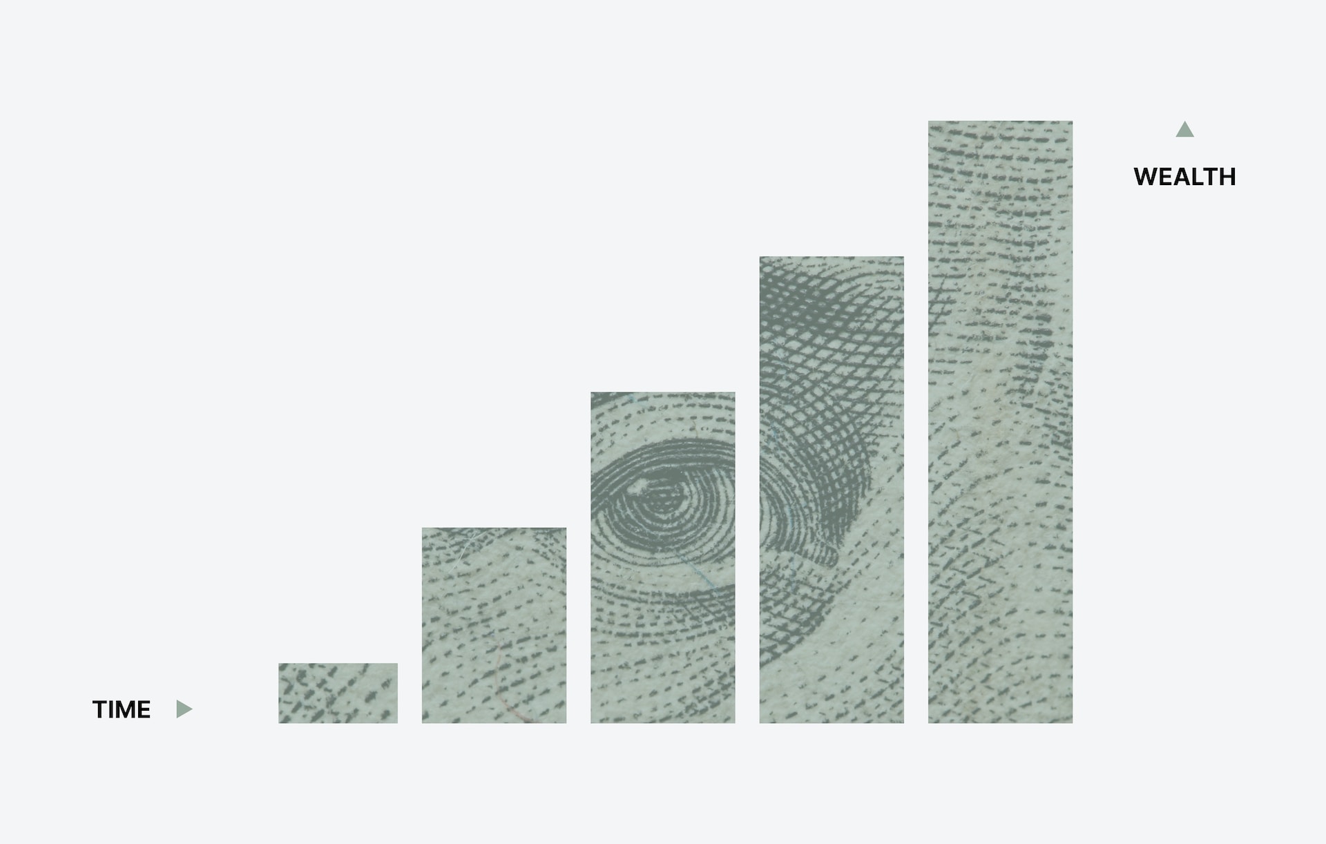 A graph with a dollar bill design representing calculating year over year growth.