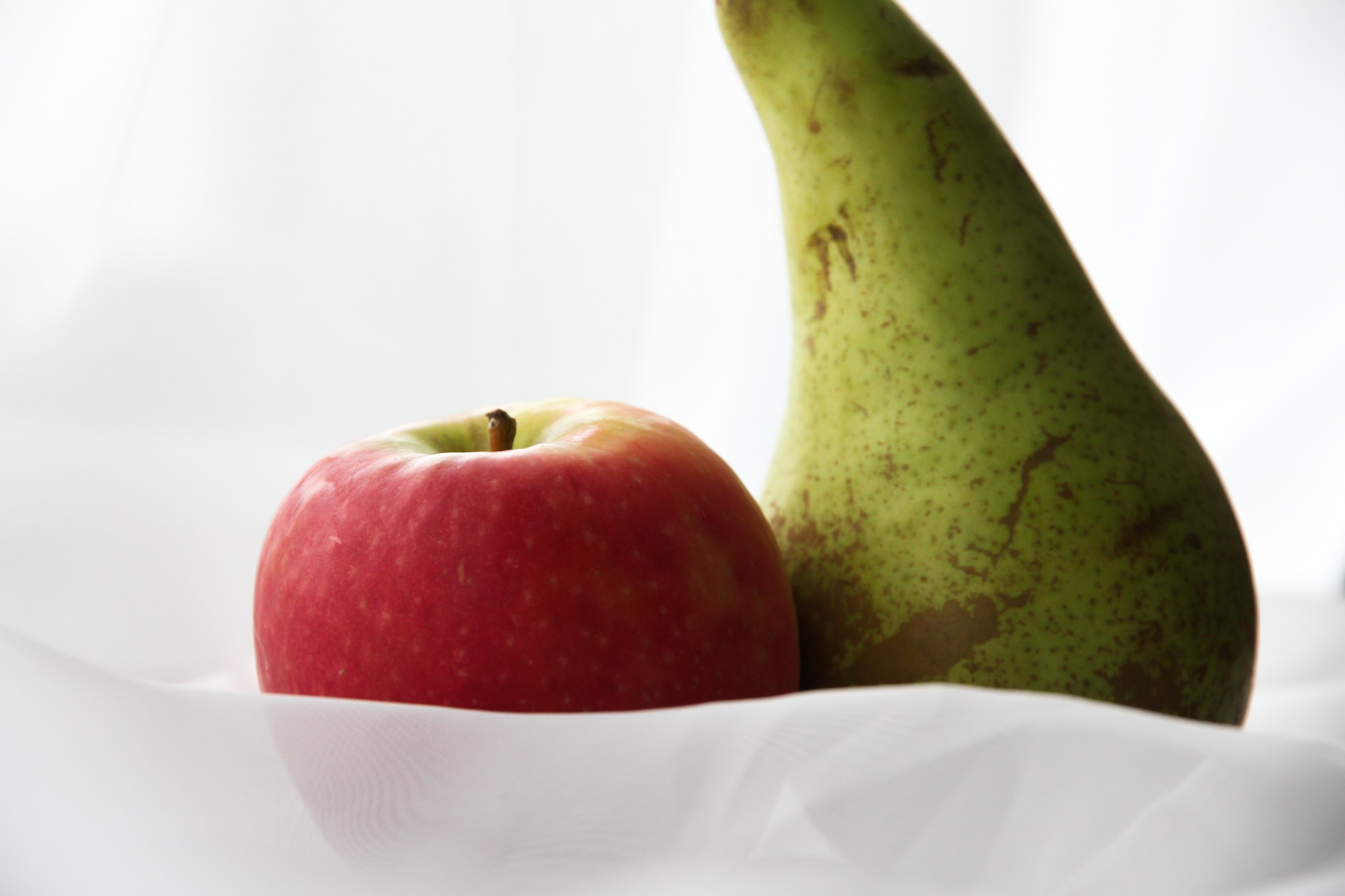 An apple and a pear.